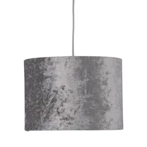 First Choice Lighting Set of 2 Grey Crushed Velvet 30cm Pendant Lightshades