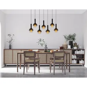 Lucide Marius Modern Bar Pendant Light - 7xE27 - Black