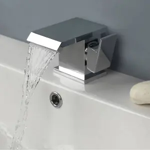 Nes Home Devon Waterfall Bath Filler Mixer and Basin Tap with Waste Chrome