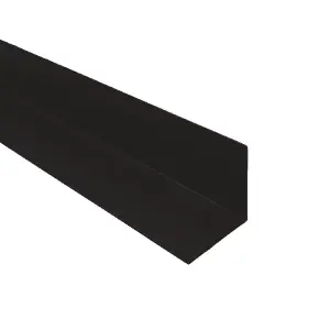 Black 1.2 Metre UPVC Plastic Rigid Angle 25mm x 25mm Trim Lengths 90 degree - Pack Size: 2