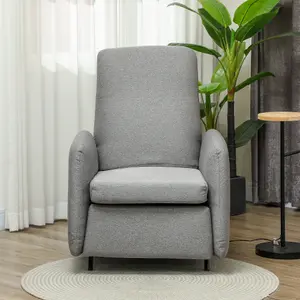 HOMCOM Push Back Recliner Chair Fabric Reclining Armchair for Bedroom Grey