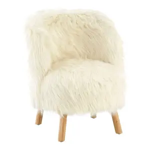 Interiors by Premier White Faux Fur Chair, Backrest Indoor Accent Chair, Easy to Clean Small Lounge Chair