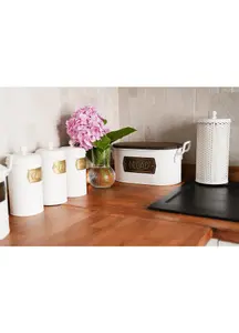 Rozi White Bread Bin - 17 cm (H) x40 cm (W) x 20 cm (D)