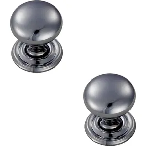 2x Round Victorian Cupboard Door Knob 38mm Dia Polished Chrome Cabinet Handle