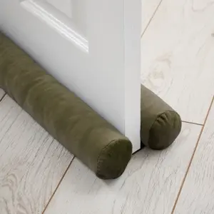 Catherine Lansfield Kingsley Matt Velvet Double Sided Under Door Draught Excluder Olive Green