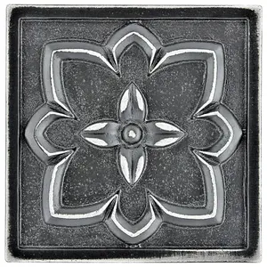 (Pack of 4 Tiles) Niche Tiles Crown Metal Iron Black 9.5cm. x 9.5cm. Handmade Decorative Tile