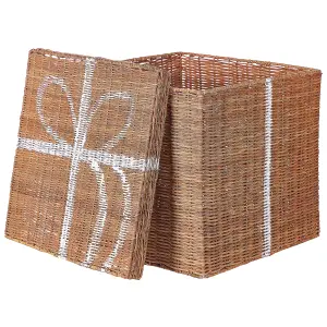 Set of 3 Rattan Storage Boxes Brown CADEAU