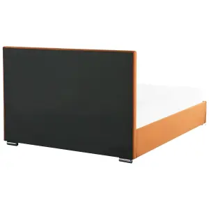 Velvet EU King Size Ottoman Bed Orange ROUEN