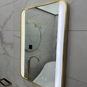 Brushed Brass Bluetooth 700mm x 500mm Frame Mirror with Colour Change (13629)