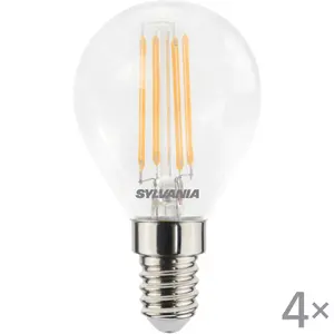 Sylvania ToLEDo Clear Retro Ball Warm White E14 4.5W LED Bulb - 4 Pack