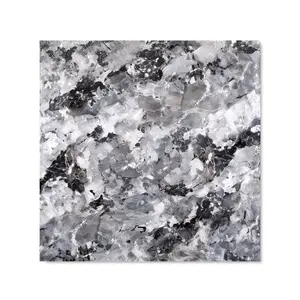 Silver And Black Quartz Effect Premium Glass Kitchen Splashback W900mm x H650mm