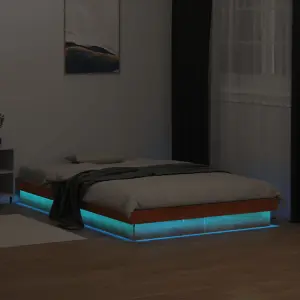 Berkfield LED Bed Frame without Mattress Wax Brown 120x190 cm Small Double Solid Wood