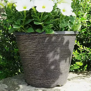 Recycled Plastic Planter Pot - 11" Tempest Black Gold