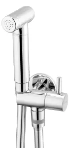 deante Chrome Finished Brass Bidet Tap Expendable Handle 1.5m Hose Angled Connection