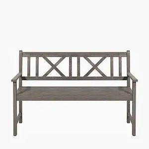 Grey 3 Seater Acacia Wood Bench For Garden