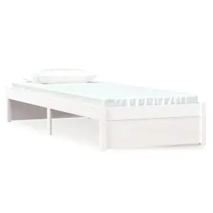 Berkfield Bed Frame White Solid Wood 75x190 cm Small Single