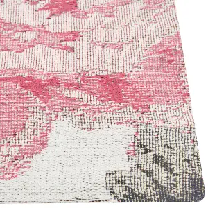 Cotton Area Rug Floral Motif 140 x 200 cm Pink EJAZ