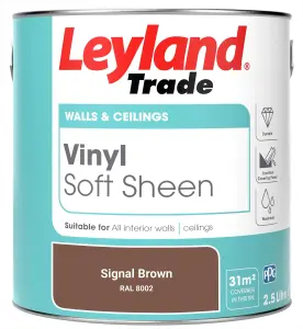 Leyland Trade Vinyl Soft Sheen Walls & Ceilings Emulsion Paint Signal Brown (RAL 8002) - 2.5L