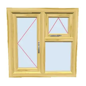 895mm (W) x 995mm (H) Wooden Stormproof Window - 1 Opening Window (RIGHT) - Top Opening Window (LEFT) - Toughened Safety Glass