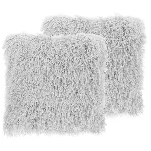 Set of 2 Cushions CIDE Boucle 45 x 45 cm Solid Light Grey