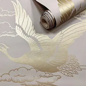 Holden Lucent Glistening Metallic Cranes Wallpaper Blush Pink (13430-BUR)