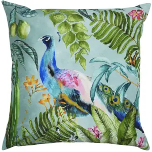 Evans Lichfield Peacock Printed UV & Water Resistant Outdoor Polyester Filled Cushion