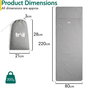 Sleeping Bag Liner Single Adult Envelope Rectangle Lightweight With Pillow Slot