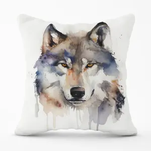 Wolf Watercolour Outdoor Cushion 45cm x 45cm