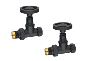 KeenFix Telford Straight Radiator Valves: Black