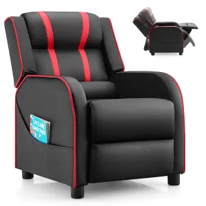 Costway Kids Recliner Chair Toddler Ergonomic PU Leather Sofa Couch Upholstered Armchair