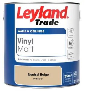 Leyland Trade Vinyl Matt Walls & Ceilings Emulsion Paint Neutral Beige (PPG12-31) 2.5L