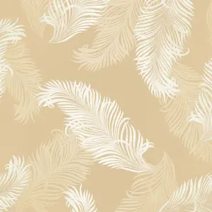 Hoopla Walls Gold Feathers Smooth Matt Wallpaper