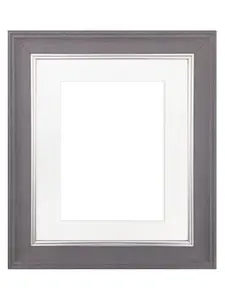 Scandi Slate Grey Frame with White Mount for Image Size 14 x 11 Inch