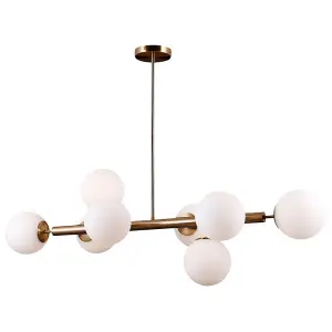 Luminosa Modern Hanging Pendant Golden 8 Light  with White Shade, G9