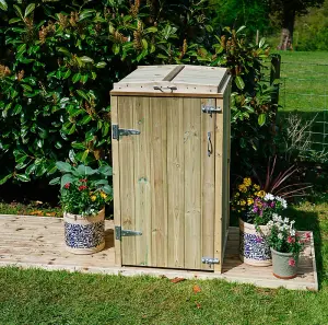 Shireburn Single Wheelie Bin Store - Timber - L64 x W63 x H120 cm - Fits 1 x 140L Wheelie Bin