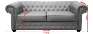 Venus Chesterfield Style Sofa 3 Seater 2 Seater Grey Faux Leather