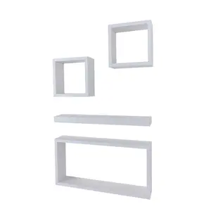 Recessed Wall Shelf, 4 Piece Wall Shelf Kit White