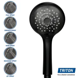 Triton Dene Matt Black Cool Touch Thermostatic Bar Mixer Shower + Riser Rail