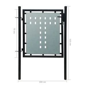 Berkfield Black Single Door Fence Gate 100 x 125 cm