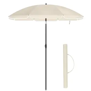 2 m Parasol Beach Umbrella UPF 50+ Sun Protection Octagonal Tilt Mechanism