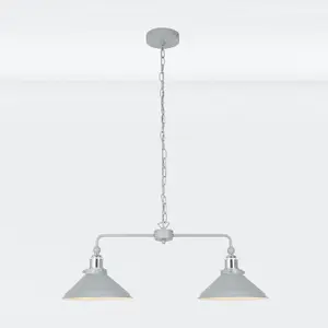 First Choice Lighting Maxwell Flint Grey Chrome 2 Light Bar Ceiling Pendant Light