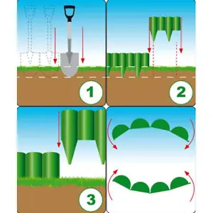 Green Lawn Edging Border Palisade - 2.5 metres / 8.2 ft Long - Garden Fencing with Wood Log Texture and Ground Stakes