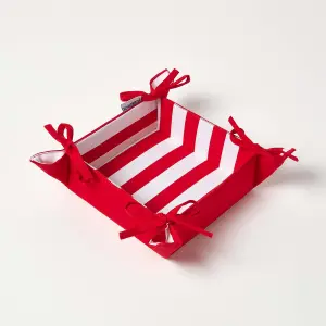 Homescapes Red Stripe Reversible Bread Basket