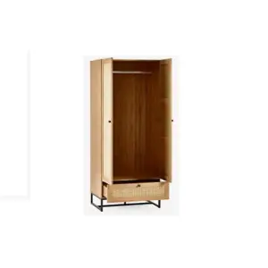 Premium Rattan Oak-Finish Wardrobe