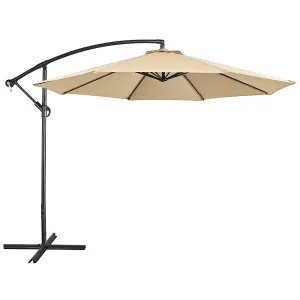 Yaheetech Tan 3m Patio Offset Umbrella Outdoor Parasol with Crank