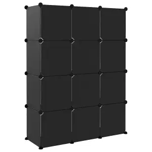 Storage Cube Organiser with 12 Cubes Black PP