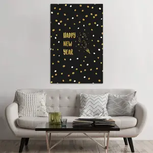 Happy New Year Gold - Wrapped Canvas Print 152.4cm H x 101.6cm W x 3.81cm D