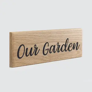 Peak Heritage Engraved Oak Sign 30cm - Our Garden