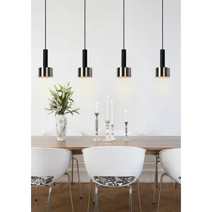 Lucide Teun Retro Bar Pendant Light - 4xE27 - Black