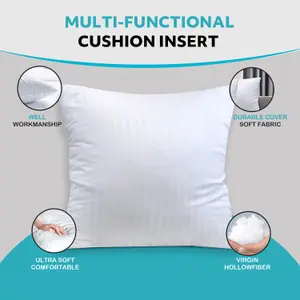 Set of 2 18" Cushion Pads with Stripe Design Extra Deep Hollow Fibre Filled Pillow Inserts